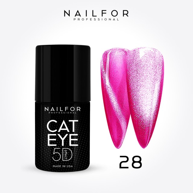 Esmalte de uñas semipermanente color: New Cat eye 5d 28 Fuxia Nailfor por 11,99 €