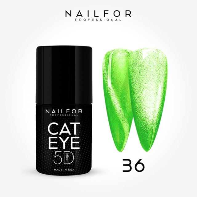 Semipermanente smalto colore per unghie: NEW CAT EYE 5D 36 Green FLUO Nailfor 11,99 €