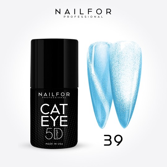 Esmalte de uñas semipermanente color: New Cat eye 5d 39 Celeste Fluo Nailfor por 11,99 €