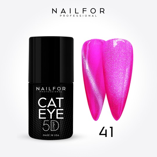 Semi-permanent nail polish color: New Cat eye 5d 41 Fuxia Shine Nailfor €11.99
