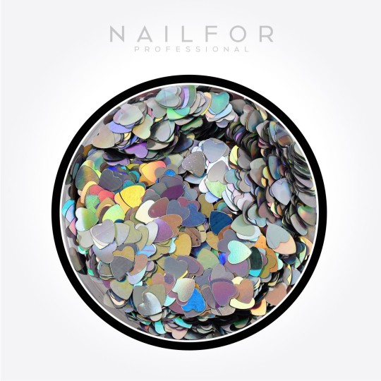 Paillettes Hearts Arcobaleno silver - H719