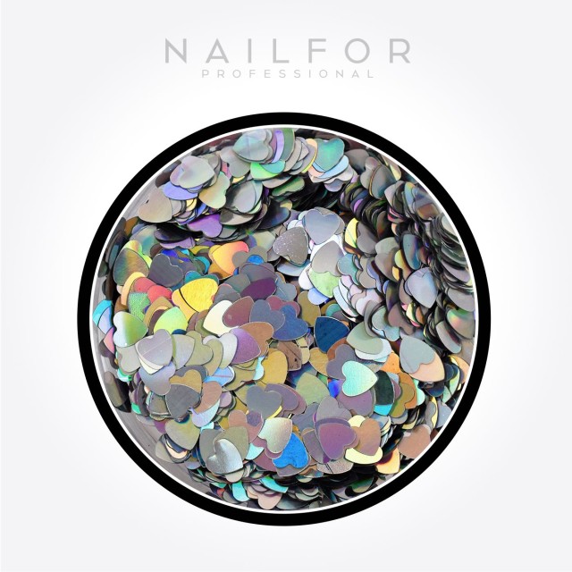decorazione nail art ricostruzione unghie Paillettes Cuori argento arcobaleno - H719 Nailfor 2,99 €