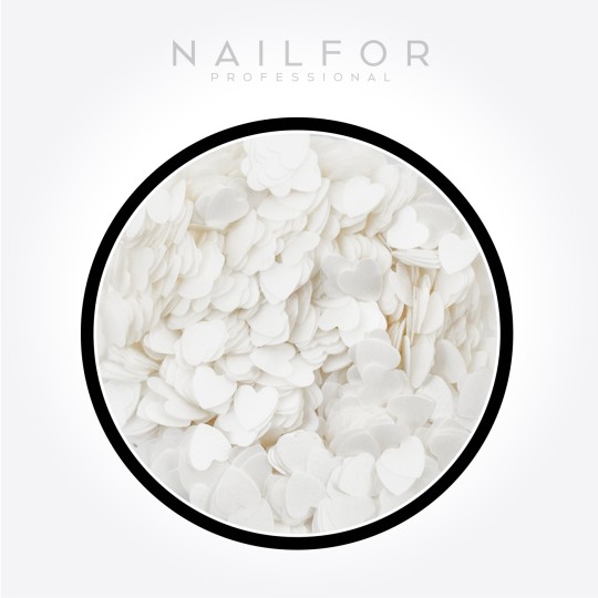 Décoration nail art reconstruction ongle Cœurs Blancs Paillettes H771 Nailfor 2,49 €