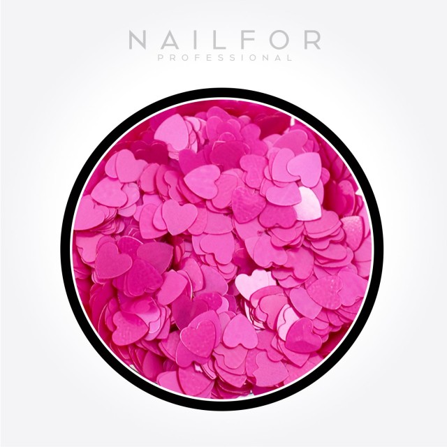 Décoration nail art reconstruction ongle Fuchsia Hearts Paillettes H772 Nailfor 2,49 €