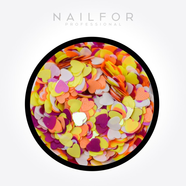 decorazione nail art ricostruzione unghie Paillettes Cuori Mix5 H082 Nailfor 2,49 €