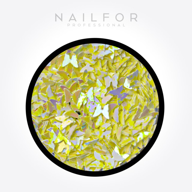 Décoration nail art reconstruction ongle Paillettes Papillon Jaune H087 Nailfor 2,49 €