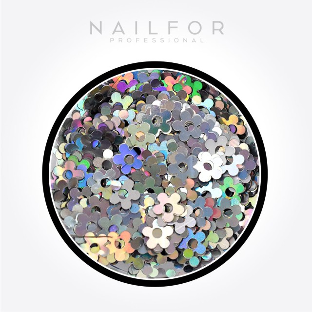 decorazione nail art ricostruzione unghie Paillettes Fiori argento arcobaleno - H702 Nailfor 2,99 €