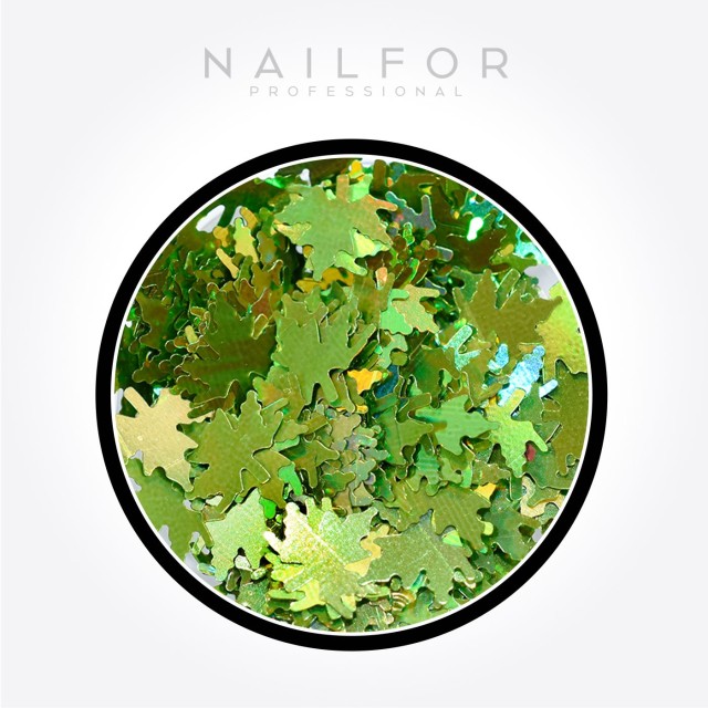 decorazione nail art ricostruzione unghie Paillettes foglie verdi H072 Nailfor 2,49 €