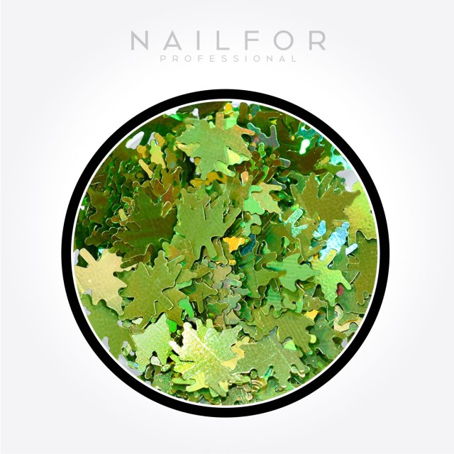 Décoration nail art reconstruction ongle feuilles vertes Paillettes H072 Nailfor 2,49 €