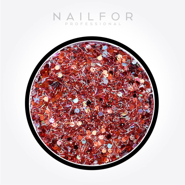 Paillettes Rojo/plata Rainbow Mix - H718