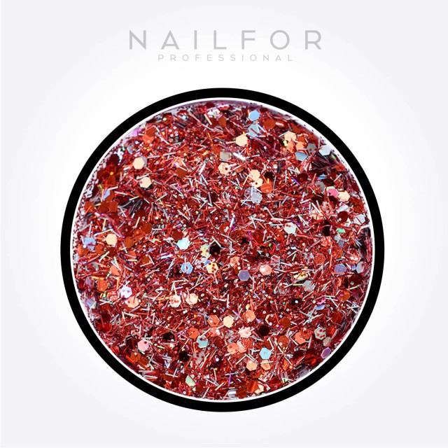 Décoration nail art reconstruction ongulaire Paillettes Rouge/Argent Rainbow Mix - H718 Nailfor 2,99 €