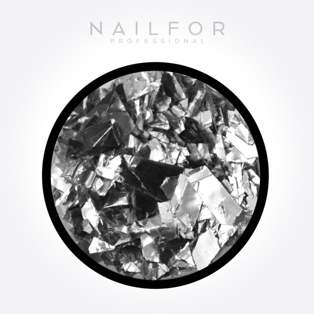 Décoration nail art reconstruction ongle Silver Flakes Paillettes H092 Nailfor 2,49 €