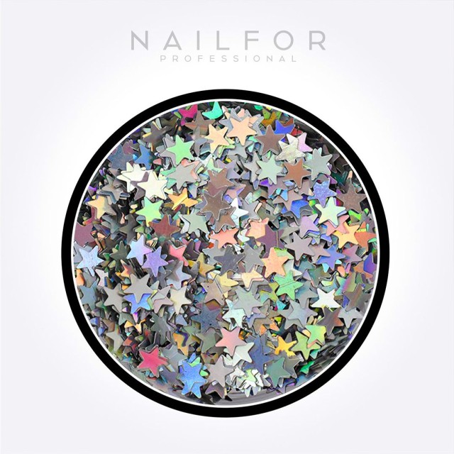 decorazione nail art ricostruzione unghie Paillettes stelle argento arcobaleno - H701 Nailfor 2,99 €