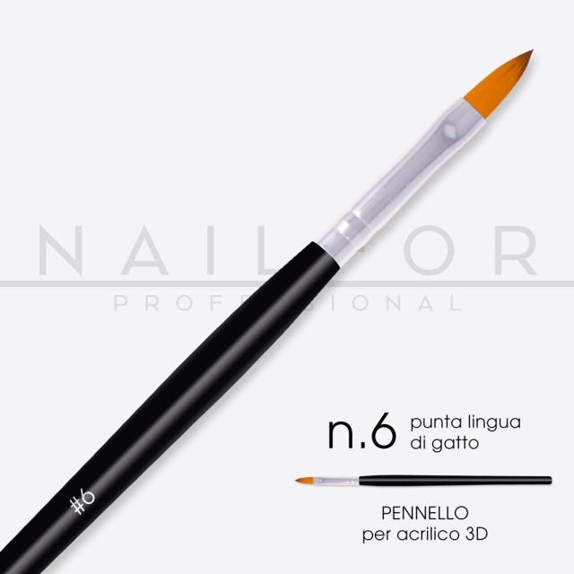accessori per unghie, nails nail art alta qualità Pennello Lingua di Gatto Nr 6- Linea Slim Nailfor 2,49 € Nailfor