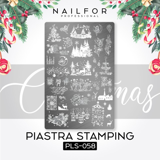 decorazione nail art ricostruzione unghie PIASTRA STAMPING NATALE PLS-058 Nailfor 4,99 €