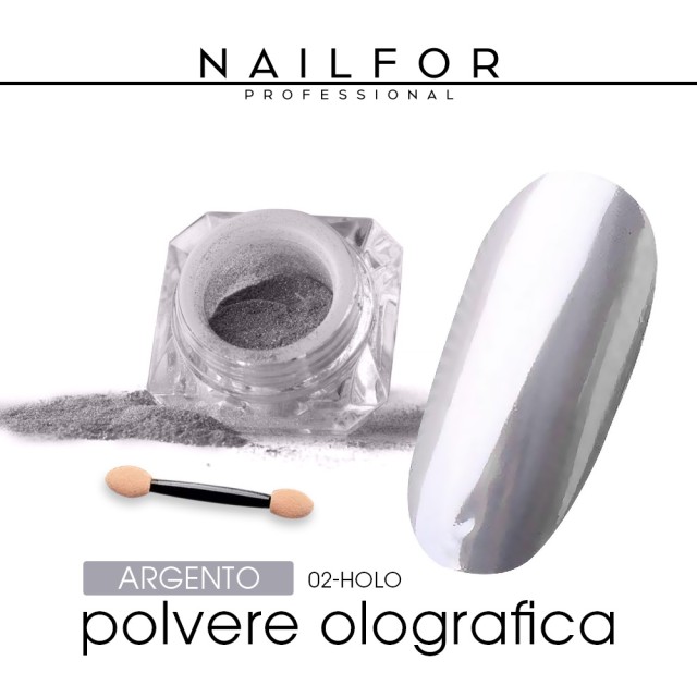 decorazione nail art ricostruzione unghie POLVERE CHROME - ARGENTO Nailfor 3,99 €