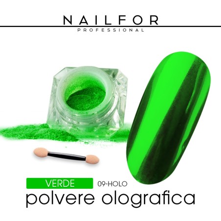 Decoración nail art , reconstrucción de uñas, polvo Chrome - verde Nailfor 3,99 €