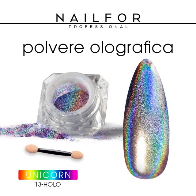 decorazione nail art ricostruzione unghie POLVERE OLOGRAFICA CHROME - UNICORNO Nailfor 5,99 €