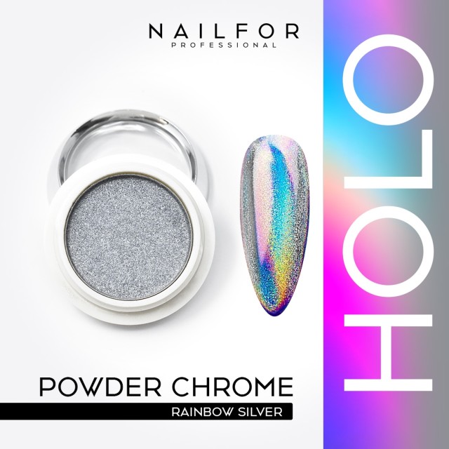 decorazione nail art ricostruzione unghie POWDER CHROME HOLO SILVER RAINBOW Nailfor 6,49 €