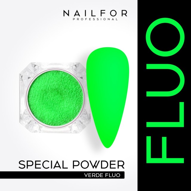 decorazione nail art ricostruzione unghie POWDER FLUO - VERDE Nailfor 2,99 €