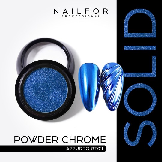 Décoration nail art reconstruction Powder Solid Chrome Compact BLEU GT011 Nailfor €6.49