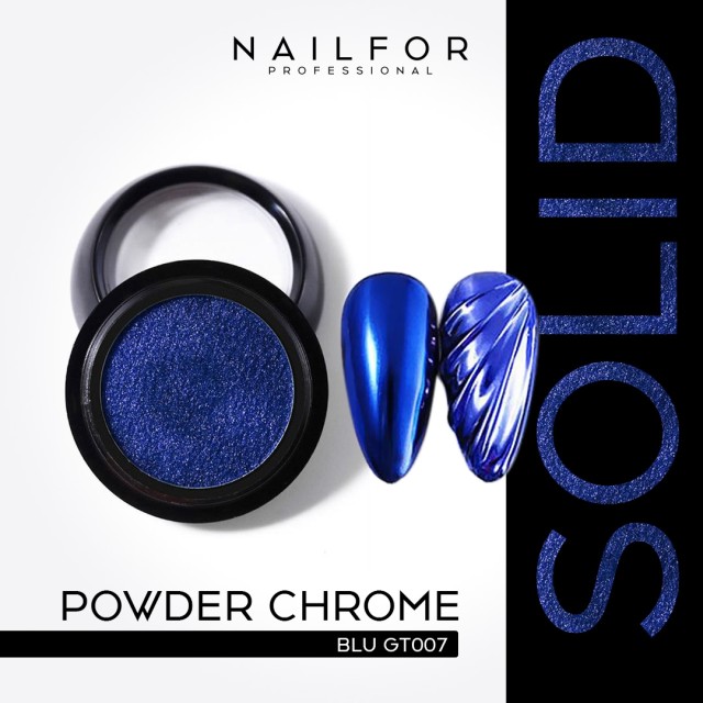 decorazione nail art ricostruzione unghie POWDER SOLID CHROME COMPACT BLU GT007 Nailfor 6,49 €