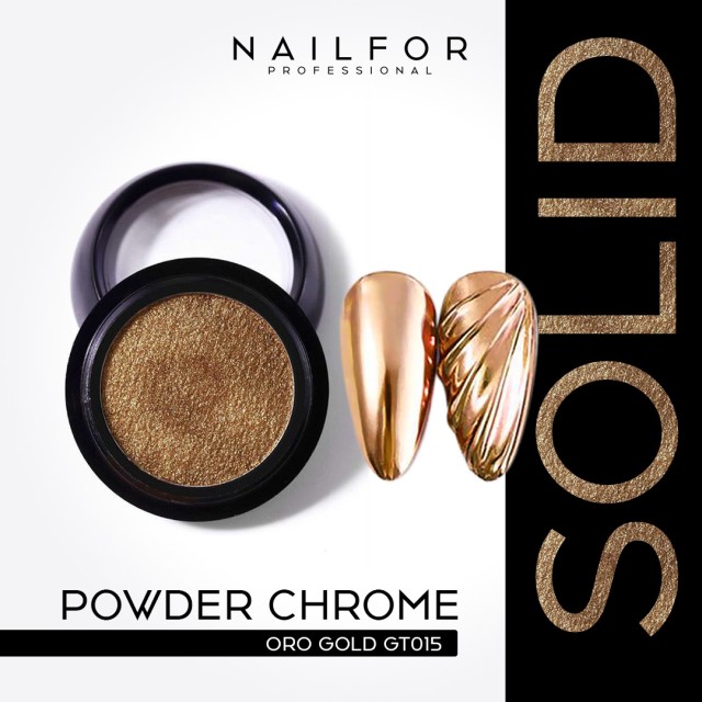 decorazione nail art ricostruzione unghie POWDER SOLID CHROME COMPACT ORO GOLD GT015 Nailfor 6,49 €