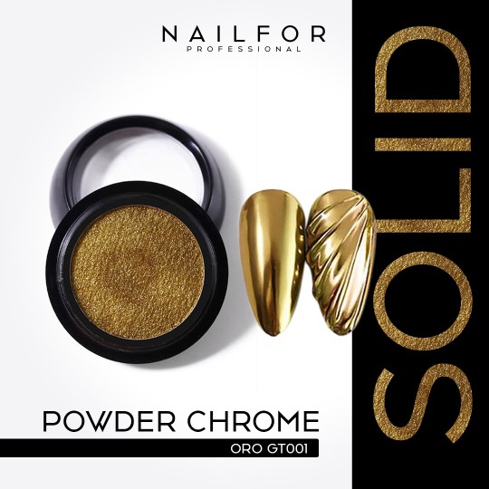 Decoración nail art reconstrucción de uñas Powder Chrome Solid Compact ORO GT001 Nailfor 6,49 €