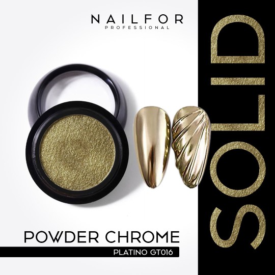 Décoration nail art reconstruction Powder Solid Chrome Compact PLATINE GT016 Nailfor €6.49