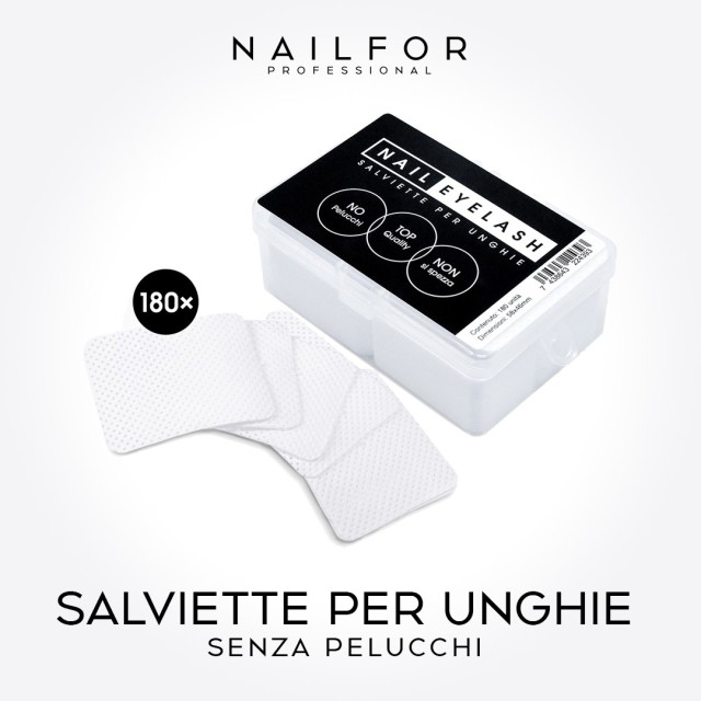 Semipermanente smalto colore per unghie: SALVIETTE PADS PROFESSIONALI SENZA PELUCCHI - NAIL WIPES -180pz Nailfor 3,50 €