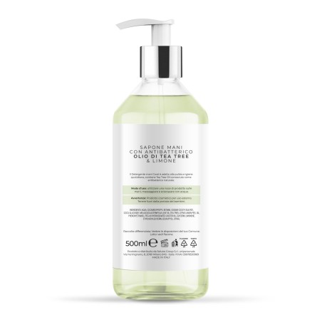 SAPONE MANI CORAL con Antibatterico Olio di Tea Tree - 500ml