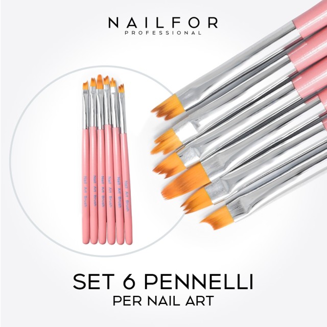 accessori per unghie, nails nail art alta qualità SET 6 PENNELLI PER NAIL ART Nailfor 12,99 € Nailfor