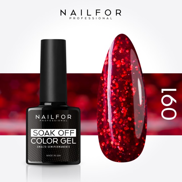 Semipermanente smalto colore per unghie: SlimLine smalto gel semipermanente 091-S rosso glitter Nailfor 6,49 €