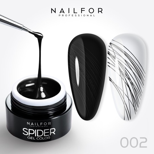 color gel para uñas, nail art , nails Spider gel - 02 Negro | Nailfor 4,99 €