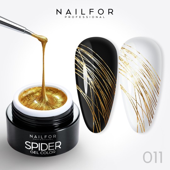 nail gel color, nail art , nails Spider gel - 11 Gold Glitter | Nailfor €4.99