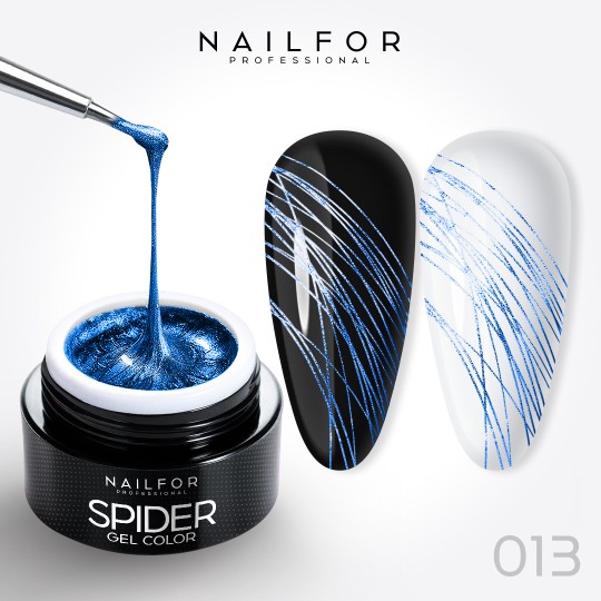 color gel para uñas, nail art , nails Spider gel - 13 Blue Glitter | Nailfor 4,99 €
