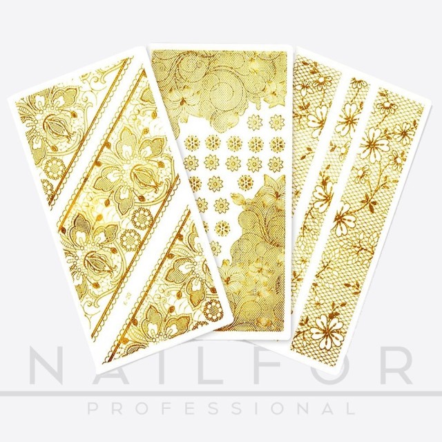 decorazione nail art ricostruzione unghie Sticker Adesivi Oro / Gold - KIT 3pz ST217 Nailfor 5,99 €