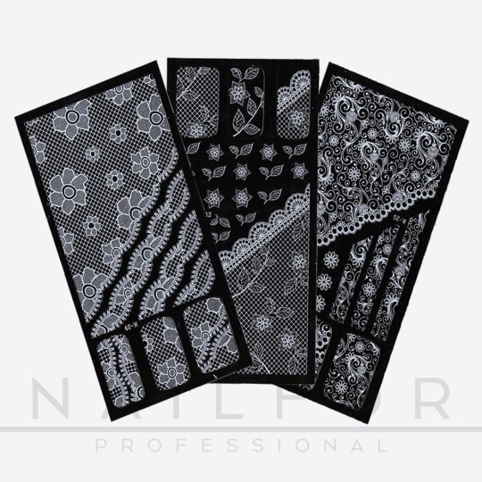 nail art decoration nail reconstruction Stickers Stickers White / White - KIT 3pcs ST216 Nailfor €5.99