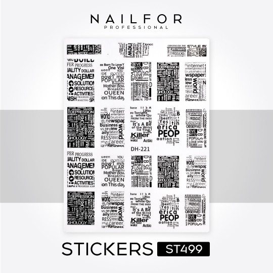 Décoration nail art reconstruction Stickers ADHÉSIFS BLACK LETTER - ST499 Nailfor 1,99 €