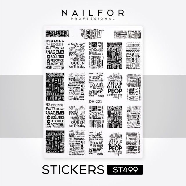 Decoración nail art , reconstrucción de uñas, Stickers ADHESIVAS, LETRA NEGRA - ST499 Nailfor 1,99 €