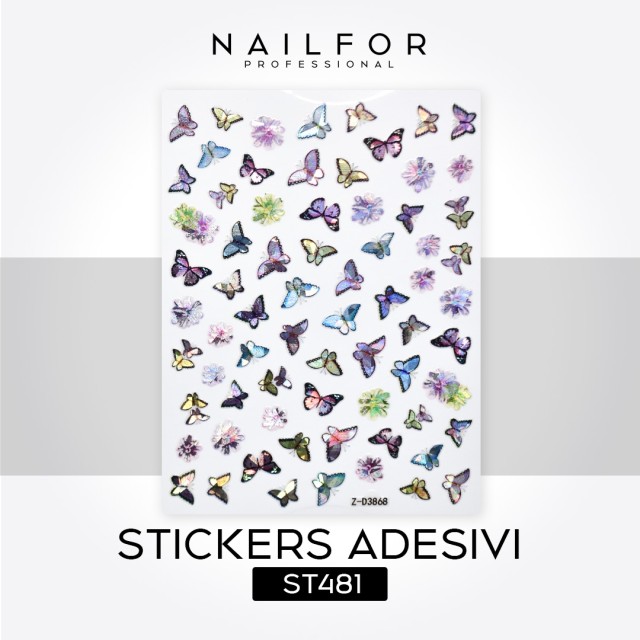 decorazione nail art ricostruzione unghie STICKERS ADESIVI FARFALLE RAINBOW HOLO ROSE GOLD - ST481 Nailfor 1,99 €