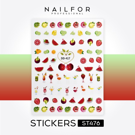 Décoration nail art reconstruction ongulaire Stickers ADHÉSIFS FRUITS - ST476 Nailfor €1.99