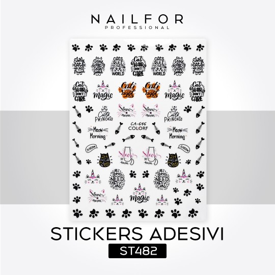 Décoration nail art reconstruction ongulaire Stickers ADHÉSIFS CHATS - ST482 Nailfor 1,99 €