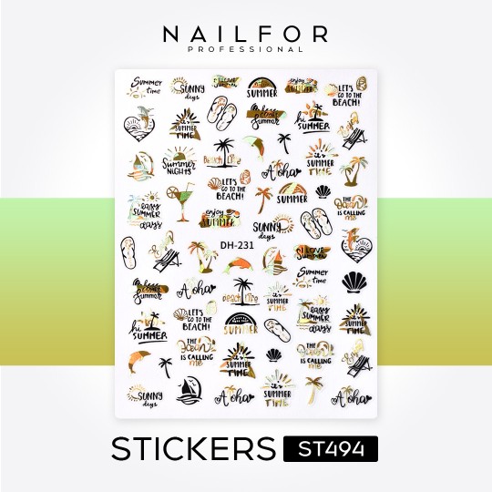 Decoración nail art , reconstrucción de uñas, Stickers ADHESIVAS GOLDEN SUMMER - ST494 Nailfor 1,99 €