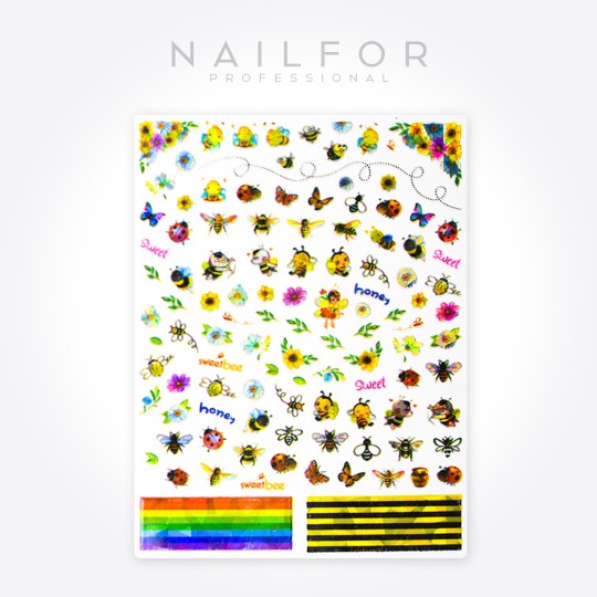 Décoration nail art reconstruction ongulaire Stickers ADHÉSIFS ST601 abeille Nailfor pour 1,99 €