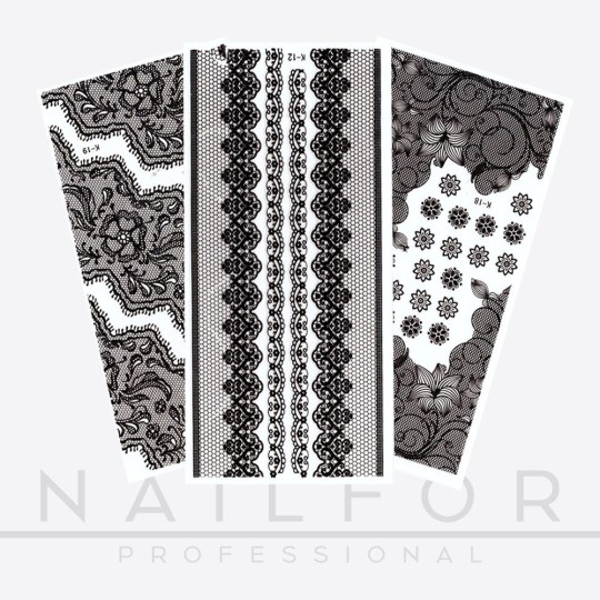 nail art decoration nail reconstruction Stickers Black Sticker / Black BLACK STICKERS - KIT 3pcs ST218 Nailfor €5.99