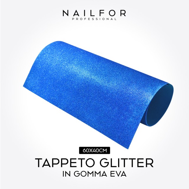 ALFOMBRA DE GOMA EVA GLITTER - AZUL