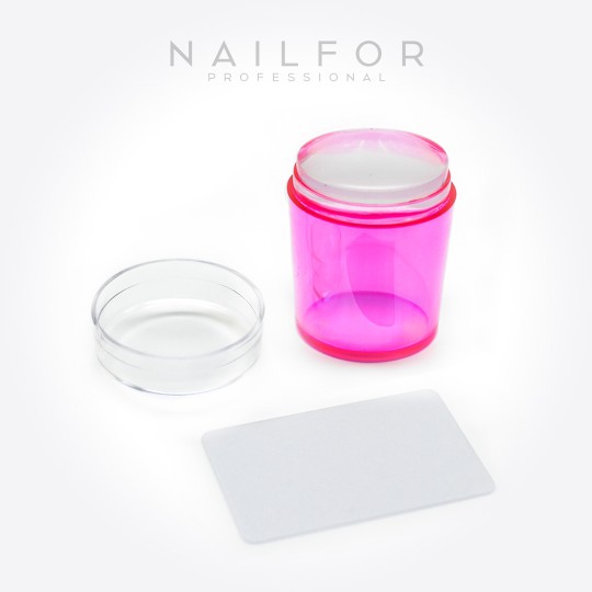 Décoration nail art reconstruction ongle TAMPON Holo FUSCIA AVEC SPATULE UNIQUE POUR Stamping Nailfor €4.99