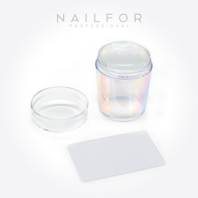 decorazione nail art ricostruzione unghie TIMBRO HOLO TRASPARENTE CON SINGOLA SPATOLA PER STAMPING Nailfor 4,99 €