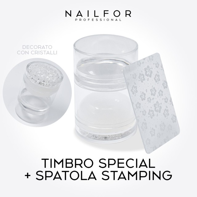 decorazione nail art ricostruzione unghie TIMBRO SPECIAL E SPATOLA PER STAMPING - TRASPARENTE Nailfor 9,99 €